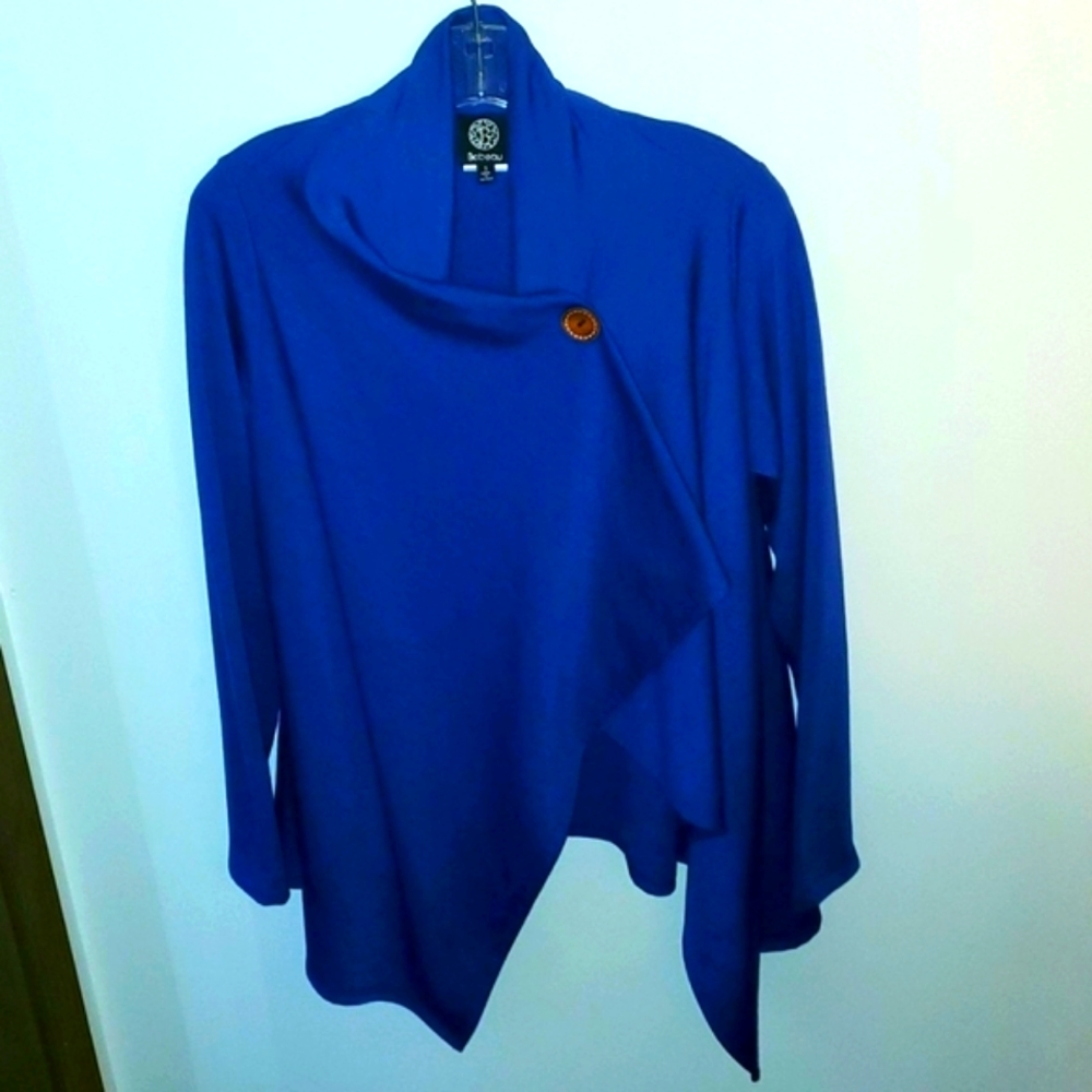 Bobeau by Anthropologie long sleeve one button wrap royal blue cardigan